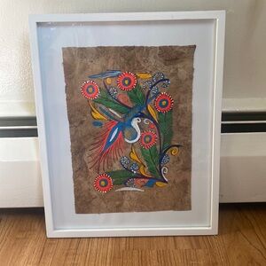 Hang Painted original artwork from Mexico in white world market frame